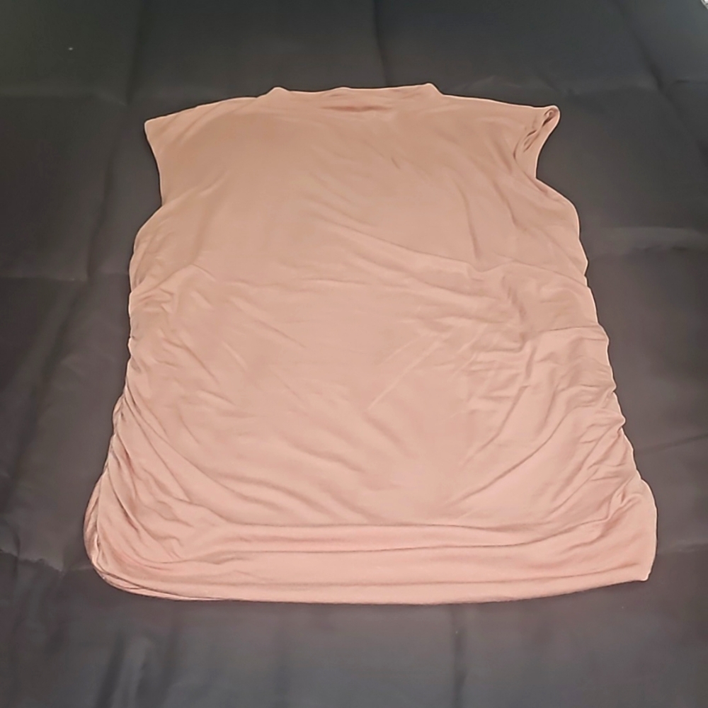 Mock Neck Tank Top Double Layered Shirred